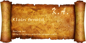Klain Arnold névjegykártya